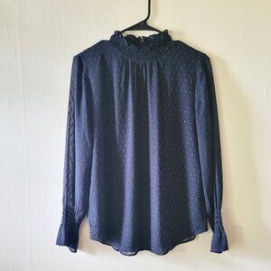 Beautiful High-Neck Sparkly Long Sleeve Blouse Size S